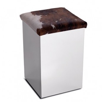 3SC Pouff пуф корзина для белья с сиденьем из эко-кожи нержавеющая полированная сталь белая кожа