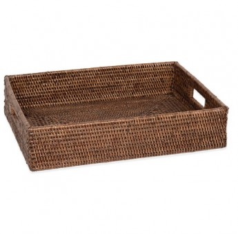 Decor Walther Basket TRAY лоток поднос плетёный ротанг тёмный