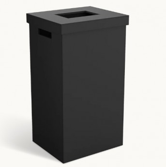 Decor Walther корзина универсальная кожаная с крышкой прямоугольная Black чёрная