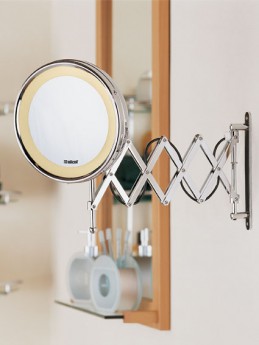 Зеркало косметическое настенное с подсветкой и увеличением х5 cупердлинный шарнир гармошка 60 см